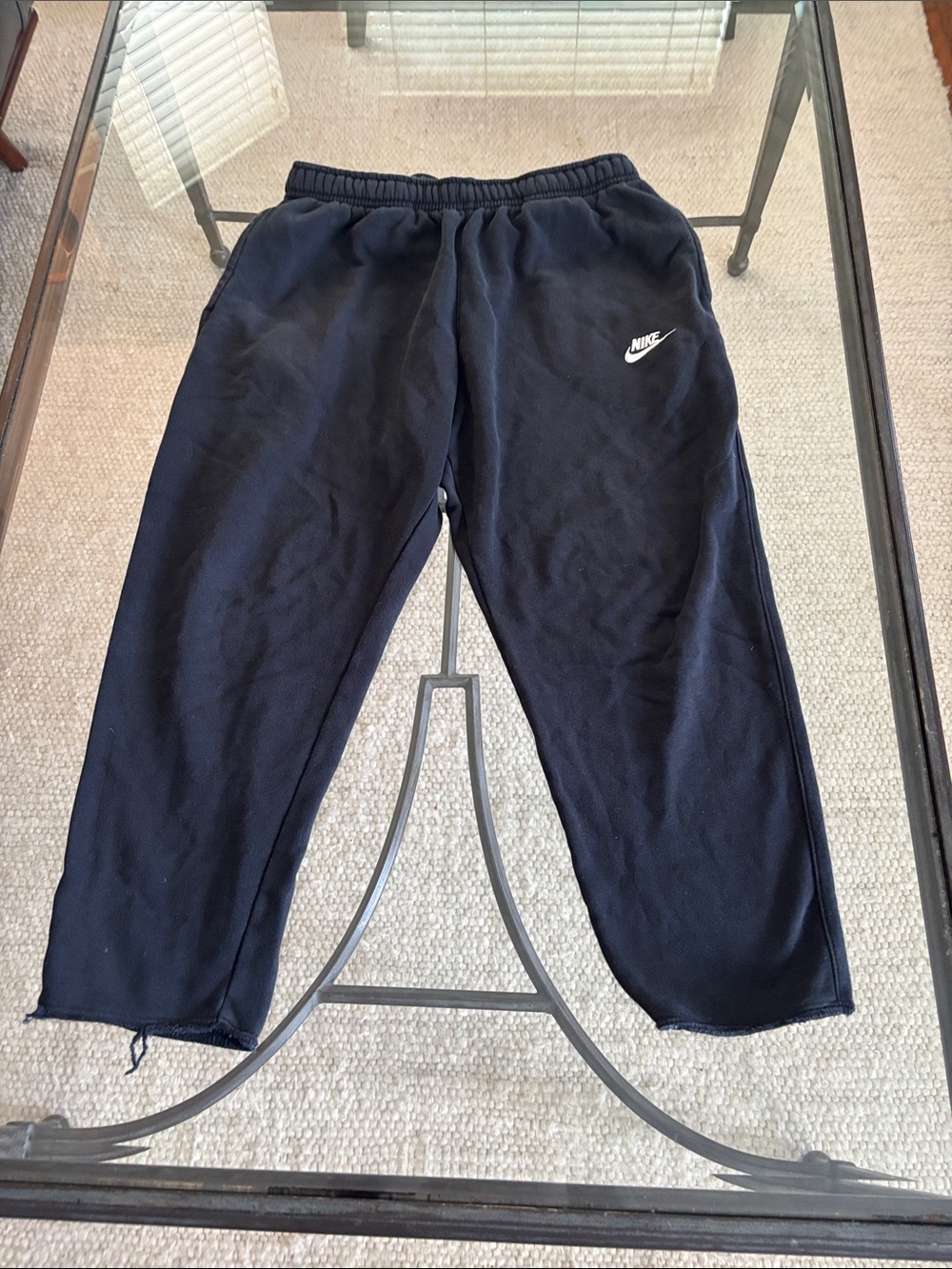 Nike Black Men's Fleece Joggers with White Swoosh